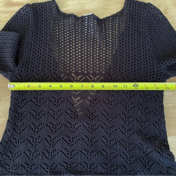 Y2K Rave Black Knit Cropped Shrug Cardigan Women’s Sz. Small 2000s VTG USA Made - Picture 12 of 14